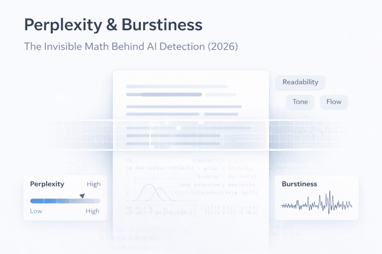 Perplexity and burstiness visual concept for AI detection and writing style